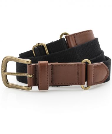 Faux leather and canvas belt