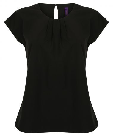 Women's pleat front short sleeve blouse