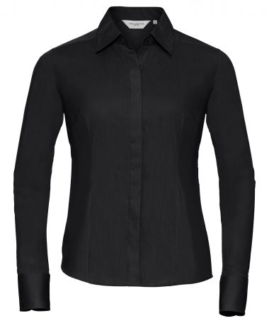 Women's long sleeve polycotton easycare fitted poplin shirt