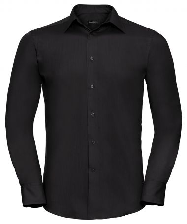 Long sleeve polycotton easycare fitted poplin shirt