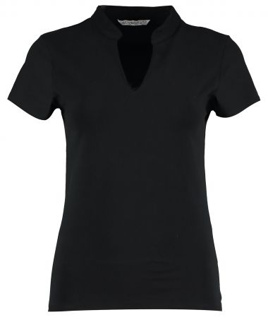 Women's corporate short sleeve top v-neck mandarin collar