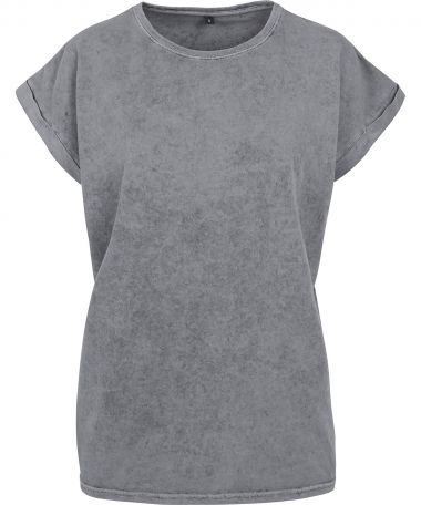 Women's acid washed extended shoulder tee