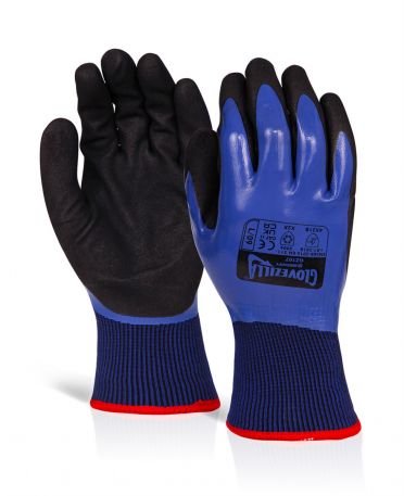 Glovezilla Waterproof Thermal Nitrile Gloves Blue