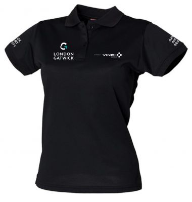 Ladies Black Polo Shirt with 3 embroideries 