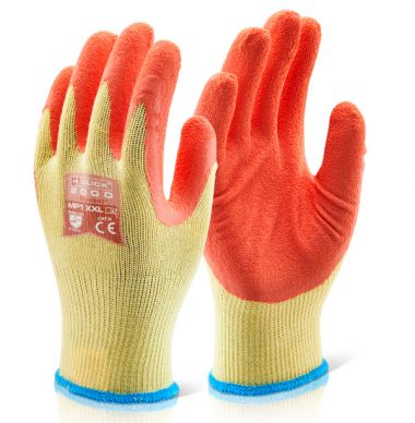 M/P ORANGE LATEX P/C GLOVE ( 10 PACK )