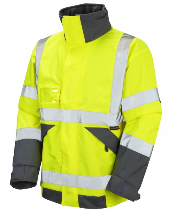 Leo Workwear Bickington ISO 20471 Class 3 Superior Bomber Jacket - Hi Vis Yellow - Small